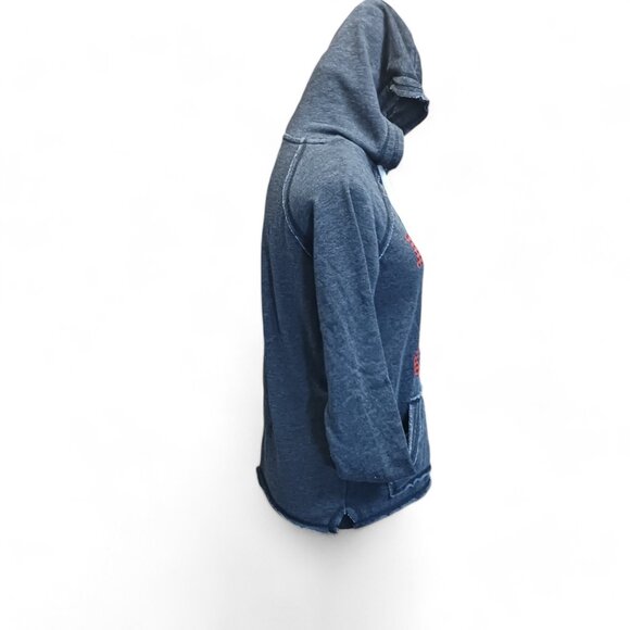 NWT Grayson Threads "Let's Get Cozy" Gray Distressed Kangaroo Hoodie Size XS - Picture 14 of 15